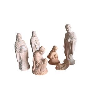 Vintage Terra Cotta Nativity Scene 6 pieces Christmas religious Jesus decor boho